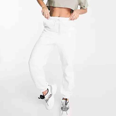 China 100% Waist Casual Anti-Wrinkle Anti-Pilling Pants Women Elastic White Cotton Sports Sweatpants Wholesale for sale