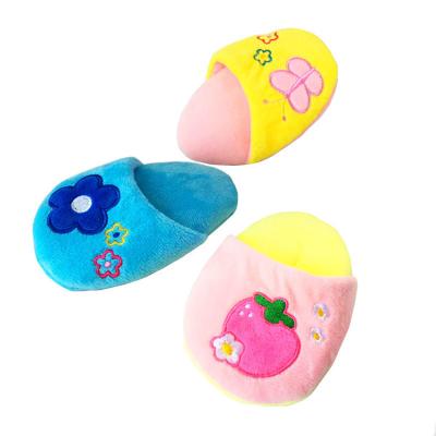 China Promotion Stuff Custom Size Slipper Shape Plush Pet Toy With Sound for sale