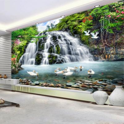 China Waterproof+ECO-Friendly Nature Landscape Waterfall Bedroom 3D Hotel Interior Decoration Wallpaper for sale