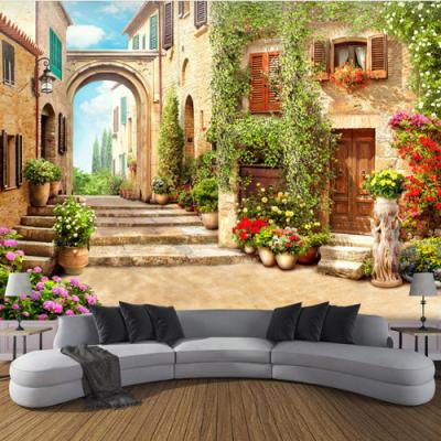 China European Stereo Contemporary Street View 3D Space Cotton Cute Waterproof+ECO-Friendly City Wallpaper for sale