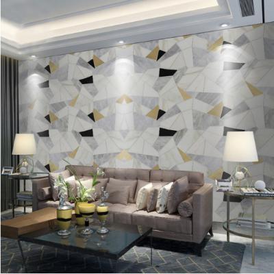 China Waterproof+ECO-Friendly 3D Geometric Wall Cloth Living Room TV Sofa Home Decor Abstract Geometry Living Room Wallpaper for sale