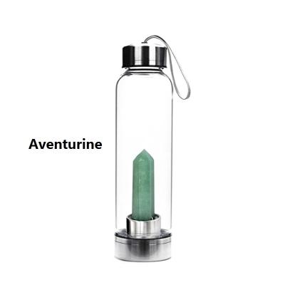 China Energy Viable Natural Crystal Hexagon Single-pointed Hexagon Stone Water Bottle Column Sports Glass Water Bottle for sale