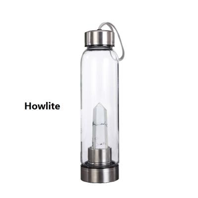 China Energy Viable Natural Crystal Hexagon Single-pointed Hexagon Stone Water Bottle Column Sports Glass Water Bottle for sale