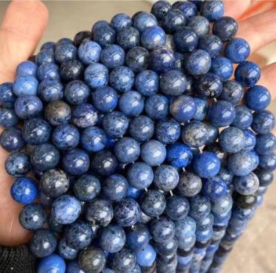 China High Quality Natural Stone 6mm/8mm/10mm Blue Dumortierite Loose Stones From Cats Eye For Jewelry Bracelet Making for sale