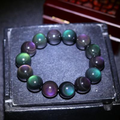 China Wholesale Vintage Mens Bracelets Rainbow Obsidian Feng Shui Healing Bracelet for sale