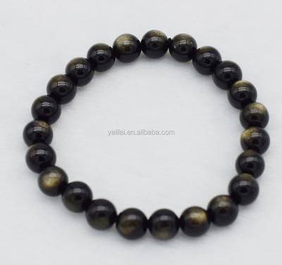 China Wholesale Natural 8mm Obsidian Bead Bracelet Bangle for sale