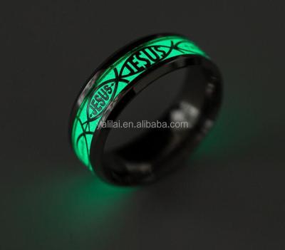 China Trendy Religious Christian Ring Jesus Shining Ring JESUS ​​Alphabet Men's Ring for sale