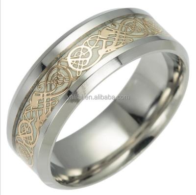 China Fashionable Ring Dragon Design Luminous Stainless Steel Male Finger Rings For Party for sale