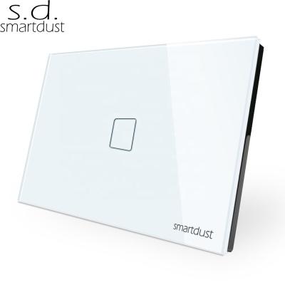 China Wall Mounted Anti-scratch Smartdust USA 1 Strip Doorbell Switch with Glass Panel Touch Sensitive Switch for sale