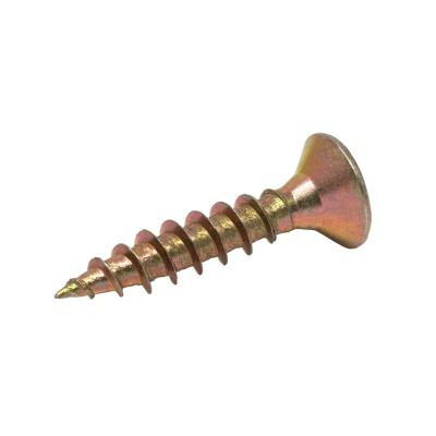 China Double Countersunk Self Tapping Chipboard Screw C1022 Yellow Galvanized Chipboard Screw for sale