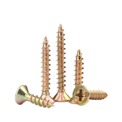 China Double Countersunk Self Tapping Chipboard Screw C1022 Yellow Galvanized Chipboard Screw for sale