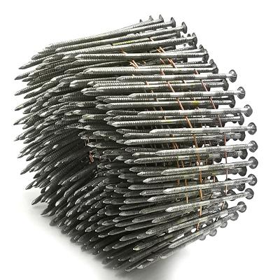 China Wire Collated Galvanized Or Painted Flat Coil Nail Wood Pallet 15 Degree Coil Nails Coil Framing Nails for sale