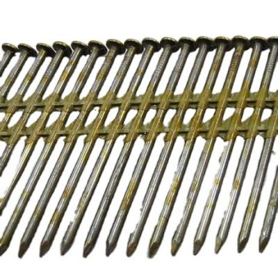 China Flat 21 Degree Smooth Twisted Leg Studded Plastic Strip Nails for sale