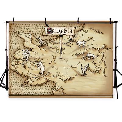 China Support Customization Dropship 3D Treasure Map Background Photo Print Thin Vinyl Customize Birthday Party Decor Wallpaper Backdrop Photography for sale