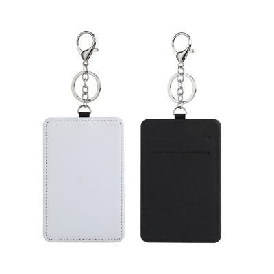 China Custom Printing Sublimation Card Holder PU Key Chain Blank Card Leather Pouch For Custom Printing for sale