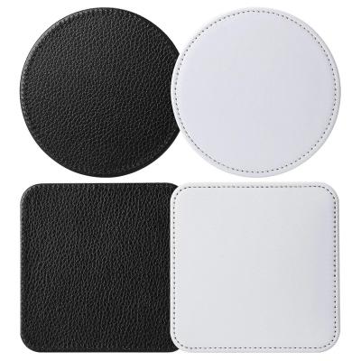 China Viable Non Slip Whole Blank Leather Coasters PU Sublimation Sale Printing Custom Table Mat for sale