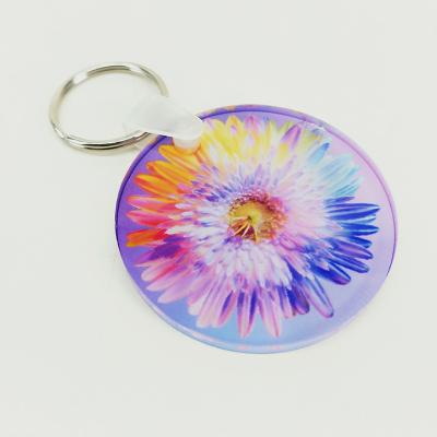 China Circle Shape Sublimation Acrylic Key Holder High Quality White Custom Printing Plastic Key Chain for sale