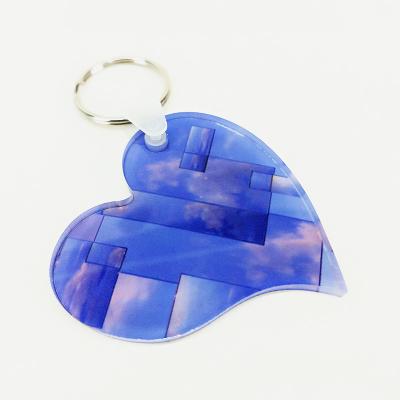 China Custom Printing Sublimation Heart Key Chain Empty Acrylic Keychain Plastic Digital Photo Key Holder for sale