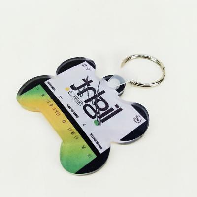 China Custom Printing Acrylic Key Tag Pet Bone Shape Acrylic Tag Sublimation Custom Plastic Pedant for sale