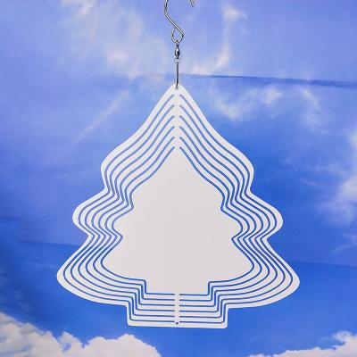 China Custom Printing Christmas Tree Sublimation Wind Spinners Blank Aluminum Wind Chimes Double Sided For Christmas Decoration for sale