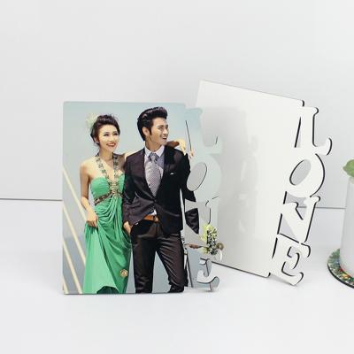 China Custom Printing Sublimation Photo Frame LOVE Photo Panel Blank MDF Wood Tile for sale