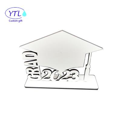 China MDF 2023 GRADUATE Photo Board Custom Sublimation Printing Blank Photo Graduation Gift Wooden Photo Stand for sale