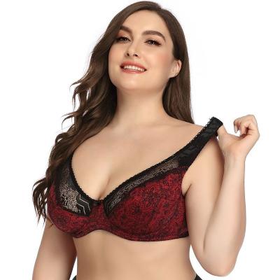 China Antibacterial OEM Customized Plus Size Fat Women Mesh Ladies High Quality Bras Printing Big Large Bra for sale