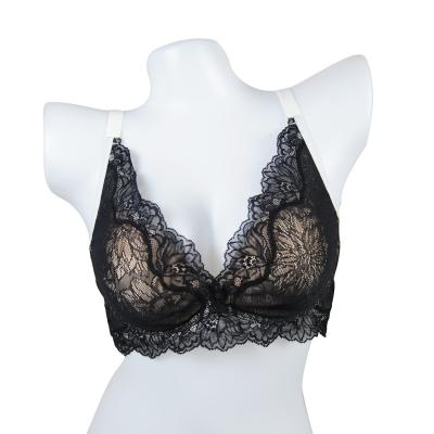 China 2021 Breathable Refined High Apex Lace Bra Large Support Luxurious Projection Front Evening for sale