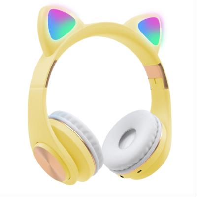 China Hot Selling Cute In-ear Amazon Cat Ear Headphone BT V5.0 Mobile PC Game Led Wireless Headset for sale