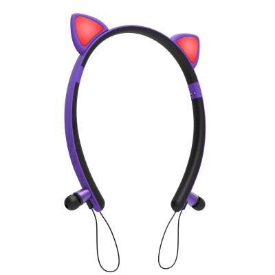 China Headsets With Microphone Colorfull Cat-Ear In-Ear Bass Led Gaming Headset Wireless Stereo Game Headphones for sale