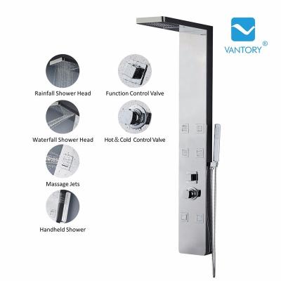 China Sustainable Top Stainless Shower Panel Chrome Mirror Bathroom Shower S301 for sale