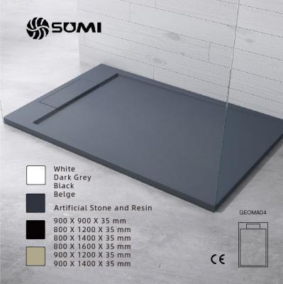 China Modern artificial stone showerroom shower tray resin shower base faux base tray low stone cast modern matte marble GEOMA01 for sale