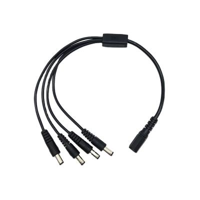 China Electronic Surveillance DC 5.5 X Branch Cable 2.1 Female Surveillance Power Cable 1 Split Into 4 Male for sale