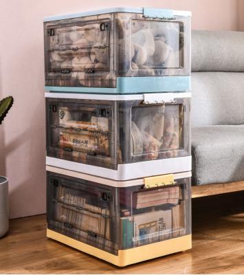 China Sustainable Plastic Stackable Clear Collapsible Folding Lock Storage Cartons Plastic Container Storage Bin With Lids And Handle for sale