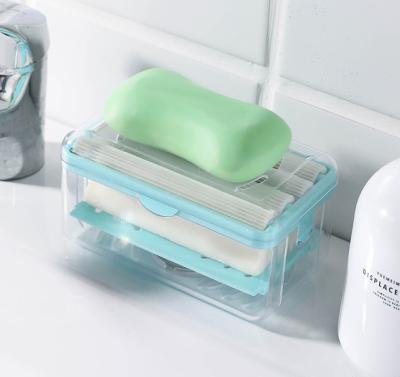 China 2022 New Travel Stored Portable Plastic Soap Box Drainage Laundry Soap Tray Holder for sale