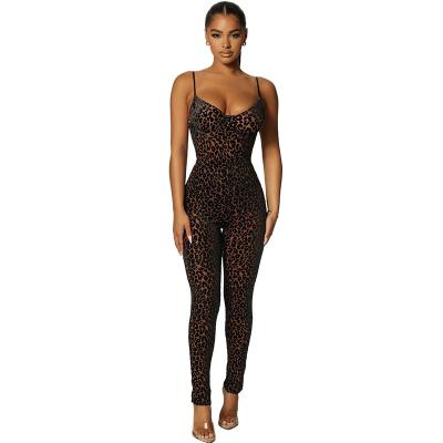 China SKOCLS Ey21JH54 Autumn Leopard Pattern Backless Womens Breathable Coveralls For Women Overalls for sale