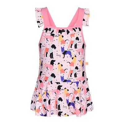 China New Quick-drying Polyester Breathable Pink Puppy Dress Cute Summer Swimwear Girls Swimwear for sale