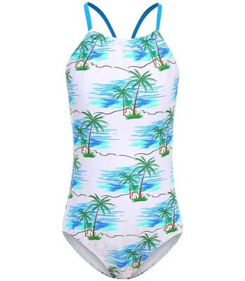 China Miniatree Coconut Tree Print Antibacterial Custom Kids Swimsuit United Little Girl Beach Bathing Suit for sale