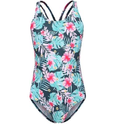 China New Fashion Design Antibacterial Halter Children's One-Piece Little Girls Swimwear Printed Swimwear for sale