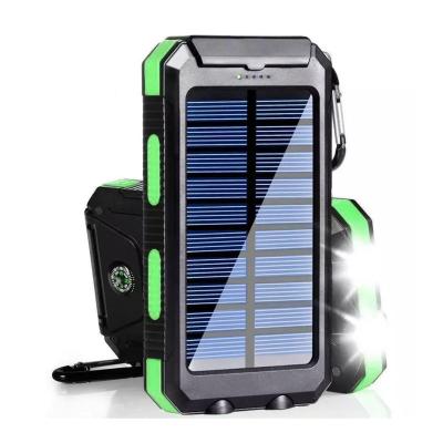 China Outdoor Waterproof Solar Panel Charging Solar Battery Power Bank Supplies Portable 20000mah Solar Panel Dual Flashlight Charger for sale