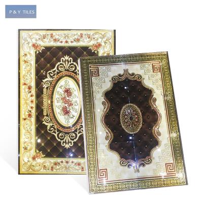 China Glazed Metallic Tiles Plated Gold Or Silver Decorative Carpet Tiles , Carpet Pattern Tiles For Indoor Flooring for sale