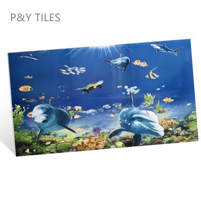 China Glazed Metallic Tiles Ocean Dolphin Porcelain 3d Tiles for sale