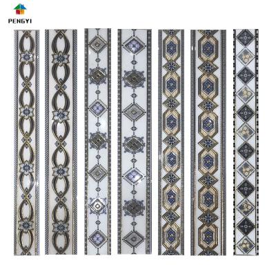 China Living Room Metal Floor Tiles Border Glazed Ceramic Tile 10x60.8x60cm for sale