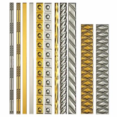 China Glazed Metallic Tiles Gold / Silver Pencil Border Tiles , Listello Border Tile 2*60 for sale