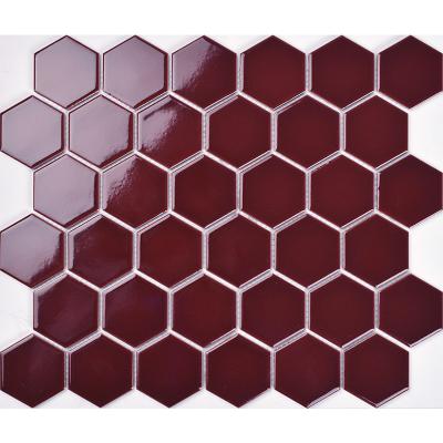 China Europe black, gray and red color hexagon mosaic tile for sale