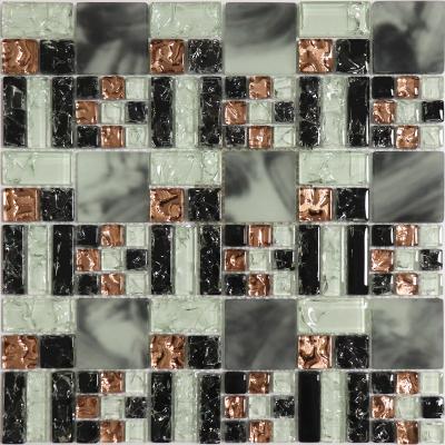 China Modern Black White Split Crystal Glass Mosaic Tile for sale