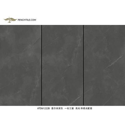 China Marble light and dark gray stone tiles 600x1200 for sale