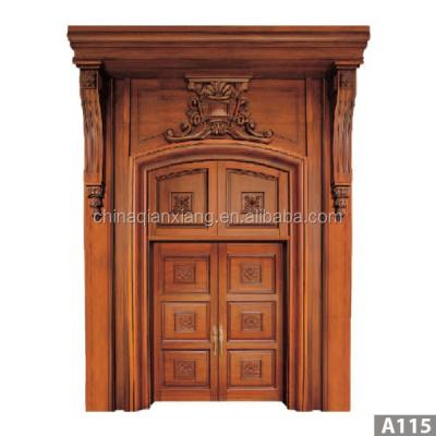 China Swing European Carved Exterior Solid Wood Door Security Solid Wood Double Door for sale