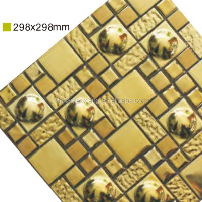 China Parquet Porcelain Supplier Shaped Mixed Gold Mosaic Slabs For Bathroom Floor Tiles for sale