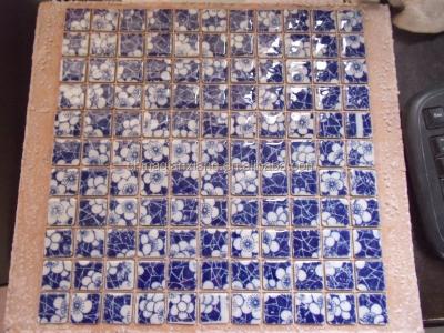 China Blue And White Parquet Porcelain For Wall , Home Decor Ceramic Mosaic Slab for sale